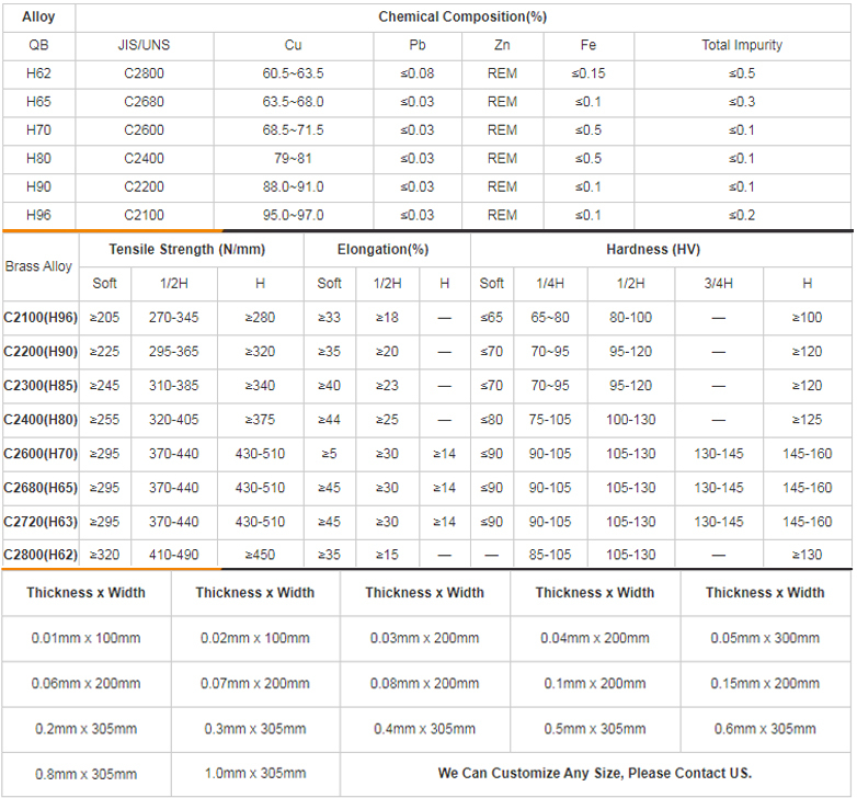 Brass Bar Bronze H62 Solid Brass Alloy C27200 Brass Rod