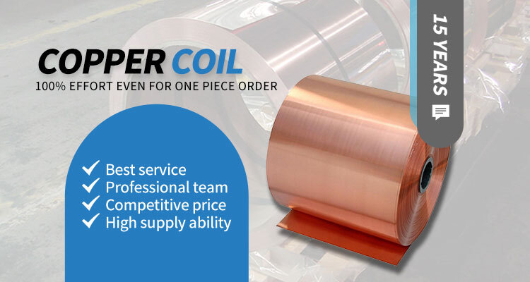 Custom 0.1-3.0Mm C1100 Soft Pure 99.9% Copper Strip Coil