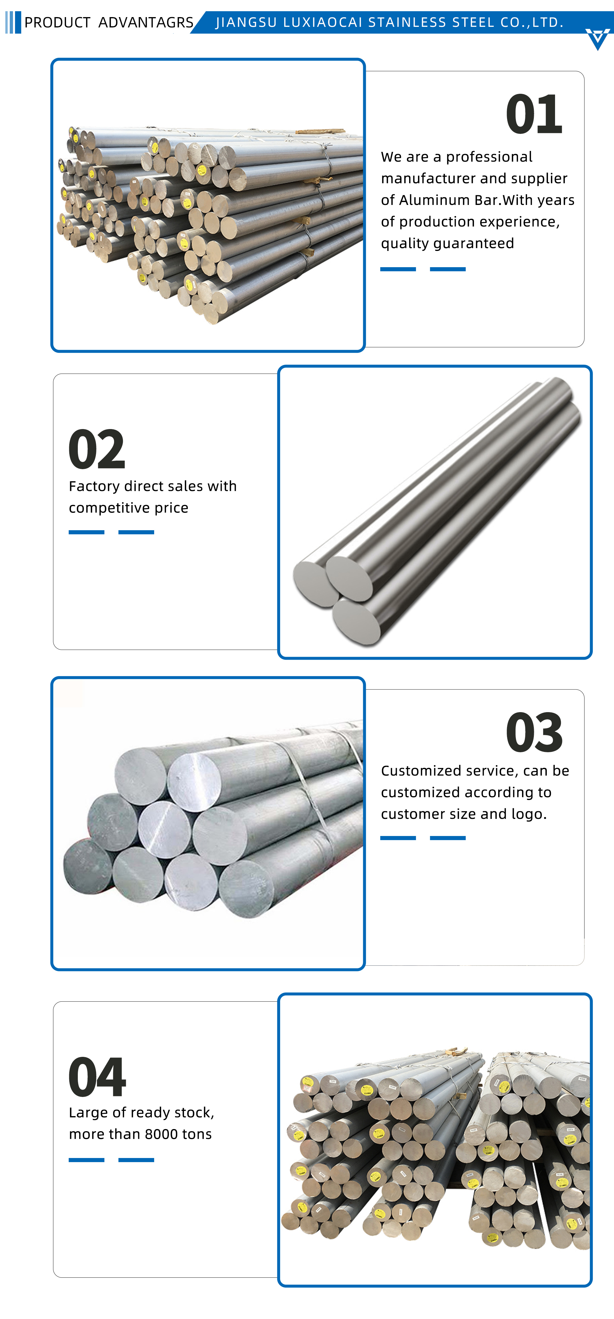 ASTM 7050 7075 6061 6063 6082 5083 2024 T6 T651 1050 1060 round  pure Aluminium and aluminium alloy bar rod