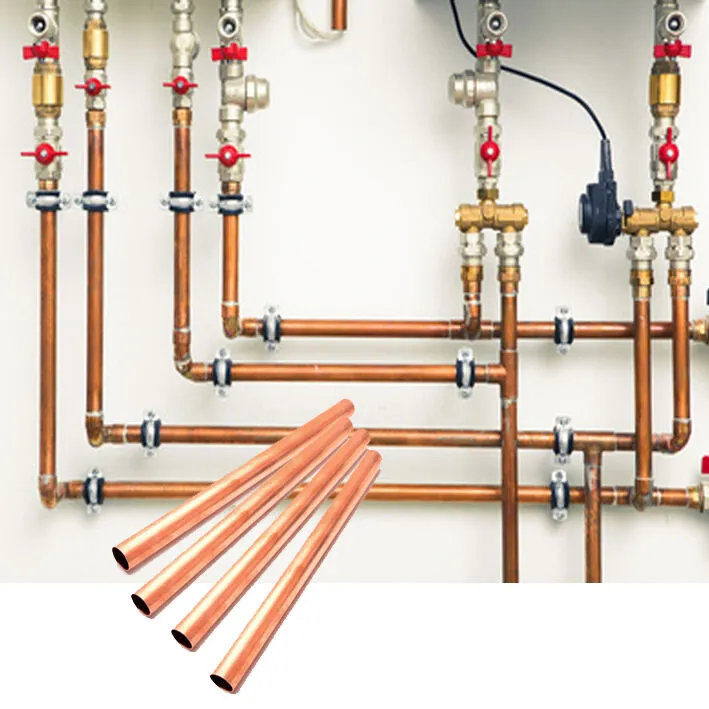 Close-up of seamless copper pipe