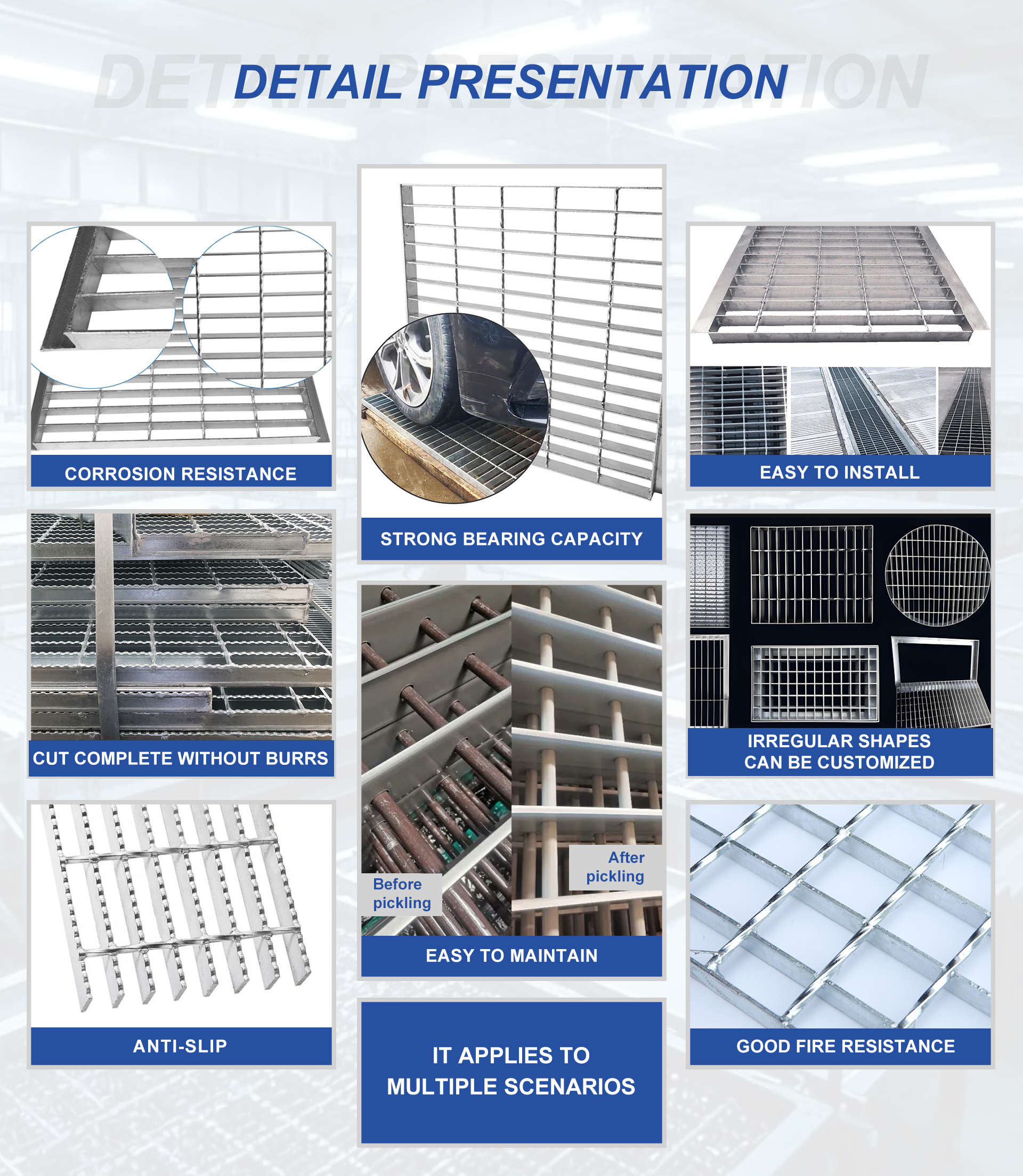 Galvanized Steel Grating Metal Building Drain Grating
