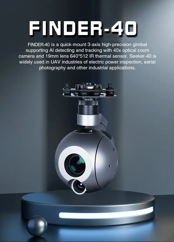 FINDER-40 TIR Dual-Sensor AI Tracking Camera Dual Vision Drone Gimbal ...