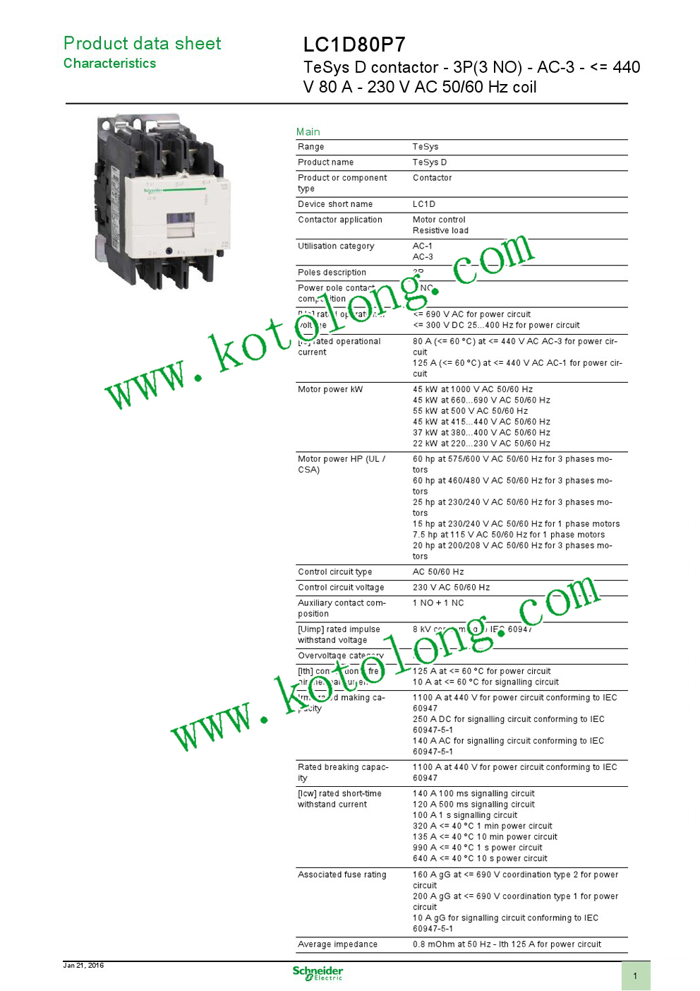 Details about   SCHNEIDER LC1 D80P7 LC1D80P7 