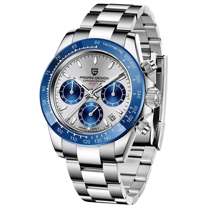 Top Brand Pagani Design 1644 Mechanical Stainless Steel Chronograph Automatic Watch