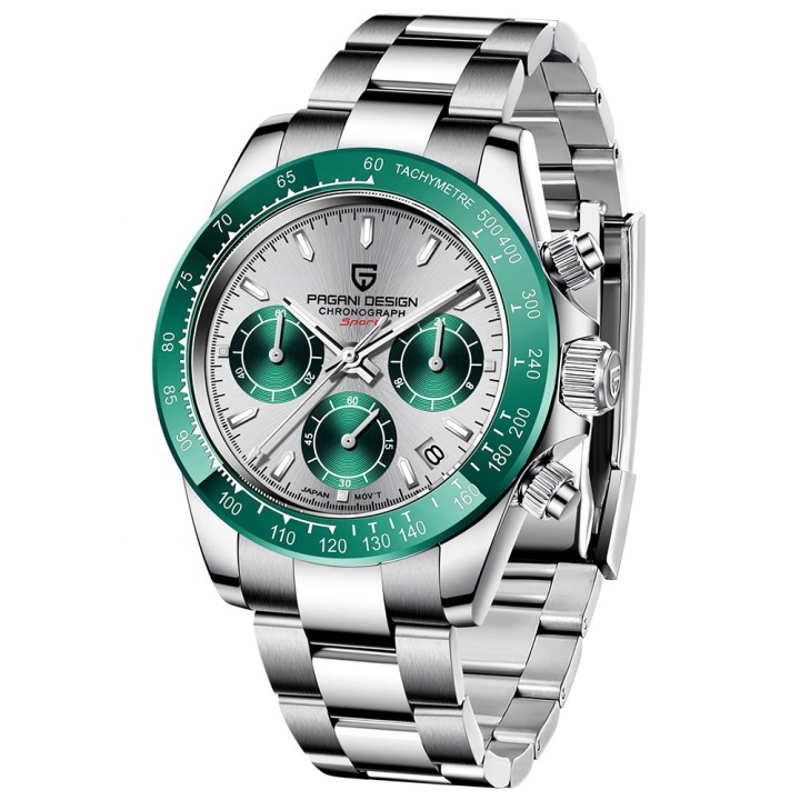 Top Brand Pagani Design 1644 Mechanical Stainless Steel Chronograph Automatic Watch