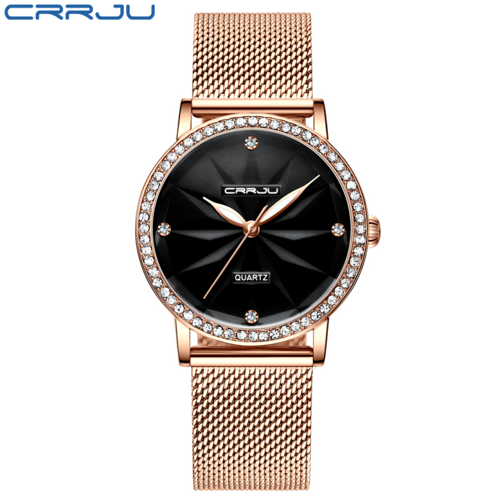 CRRJU 2171 brand fashion high quality diamondrose gold woman dress watches