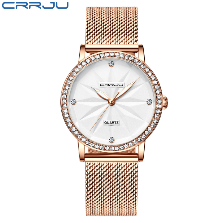 CRRJU 2171 brand fashion high quality diamondrose gold woman dress watches