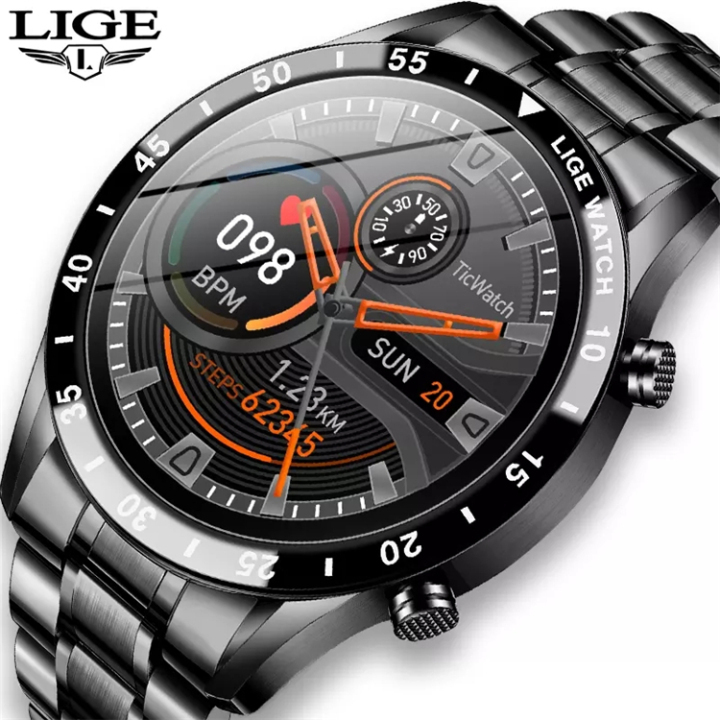 LIGE Full Touch Screen Smart Watch Sports Fitness Watch IP67 Waterproof For Android ios smartwatch 