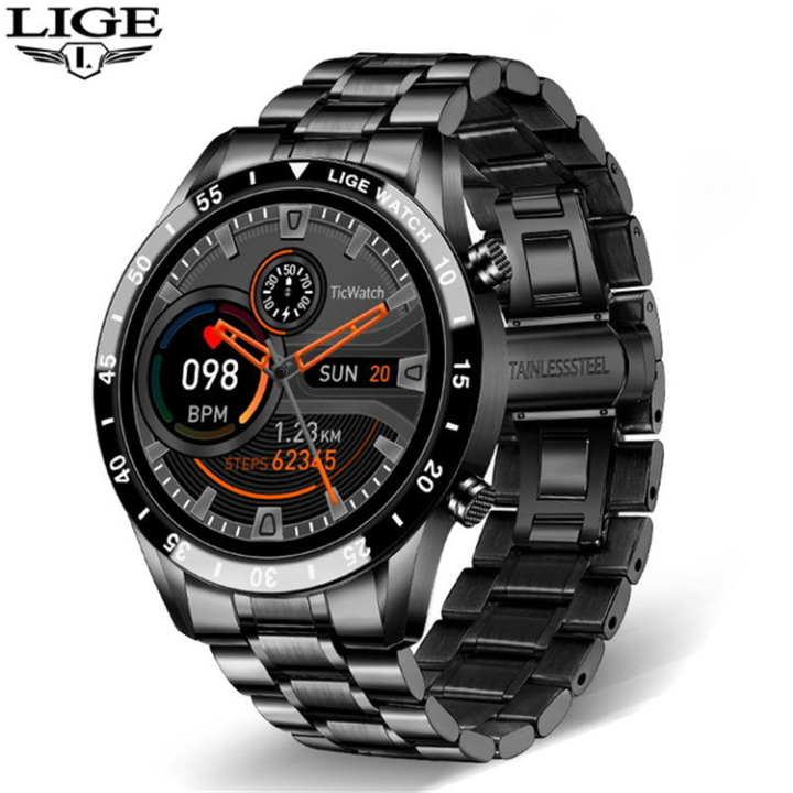 LIGE Full Touch Screen Smart Watch Sports Fitness Watch IP67 Waterproof For Android ios smartwatch 