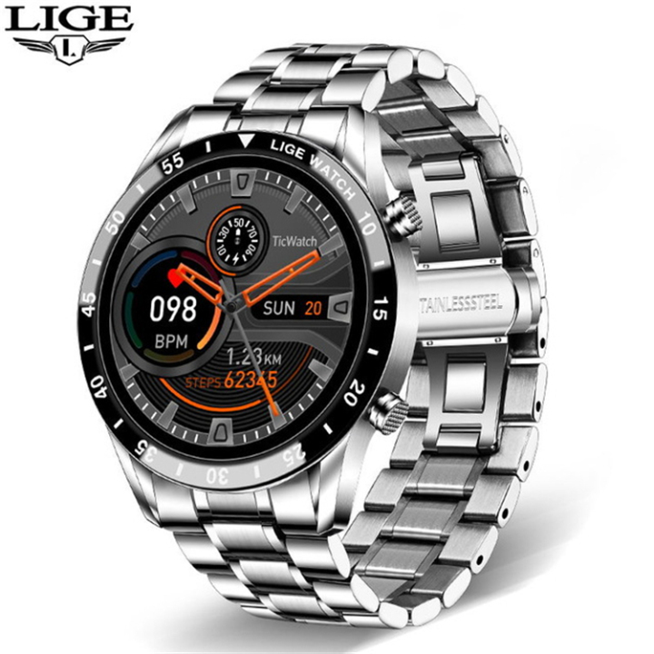 LIGE Full Touch Screen Smart Watch Sports Fitness Watch IP67 Waterproof For Android ios smartwatch 