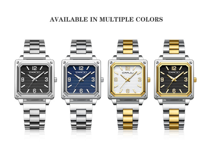 Crrju new arrival luxury quality stainless steel band square dial wrist quartz watch