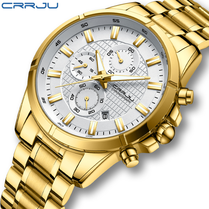 CRRJU 2308 new arrival 316L stainless steel band luminous men quartz watch