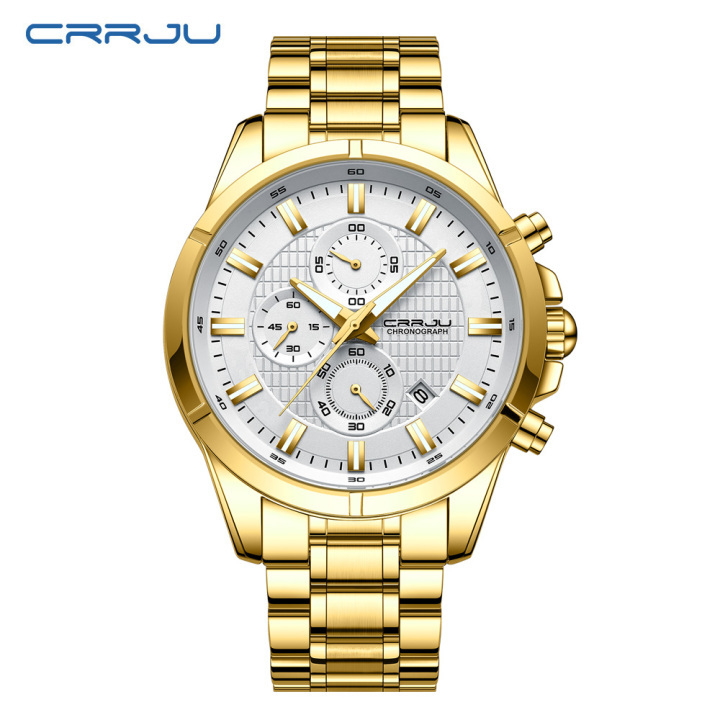 CRRJU 2308 new arrival 316L stainless steel band luminous men quartz watch