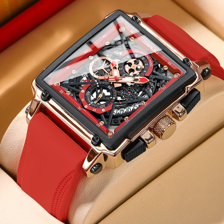 CRRJU 2312 new arrival Hollow Waterproof Quartz Square Wrist Watches for Men 