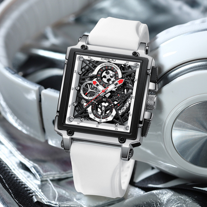 CRRJU 2312 new arrival Hollow Waterproof Quartz Square Wrist Watches for Men 