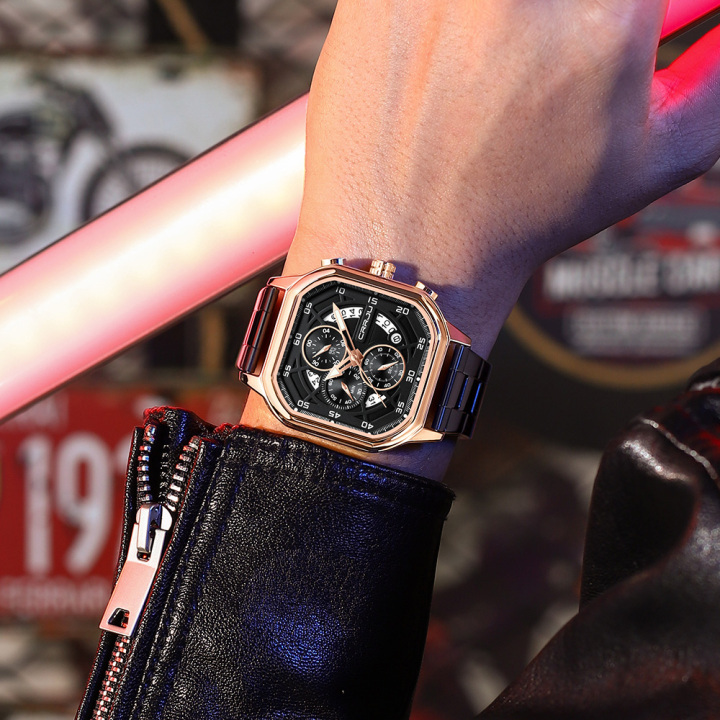 CRRJU new design Man Watch 2314 Luminous Waterproof Quartz with Date Stainless Steel Wristwatches