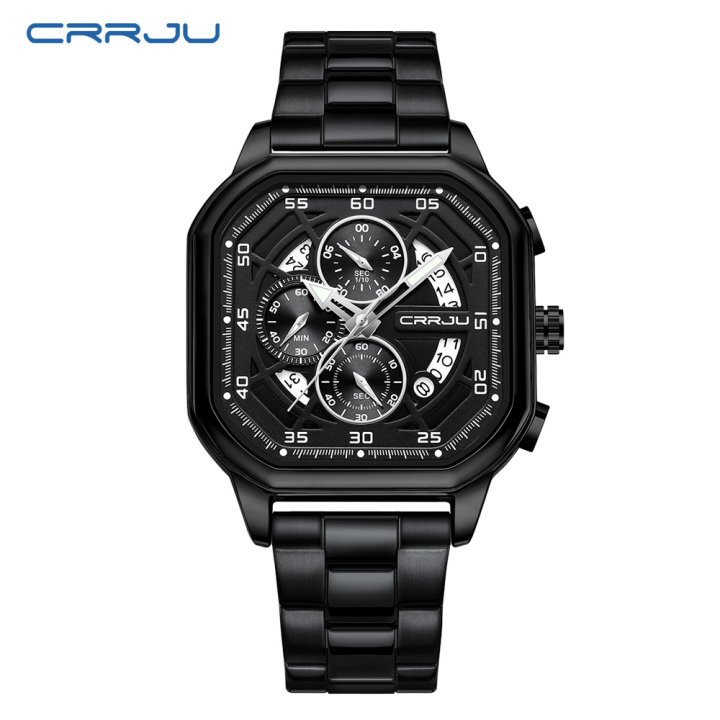 CRRJU new design Man Watch 2314 Luminous Waterproof Quartz with Date Stainless Steel Wristwatches