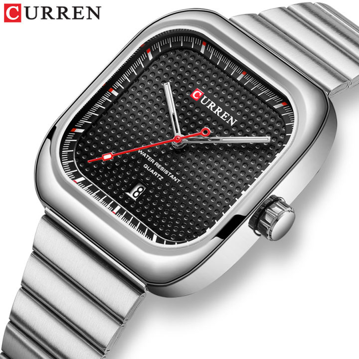 CURREN 8460 new arrival Sport Square Dial Quartz Men's Wristwatches Stainless Steel Bracelet