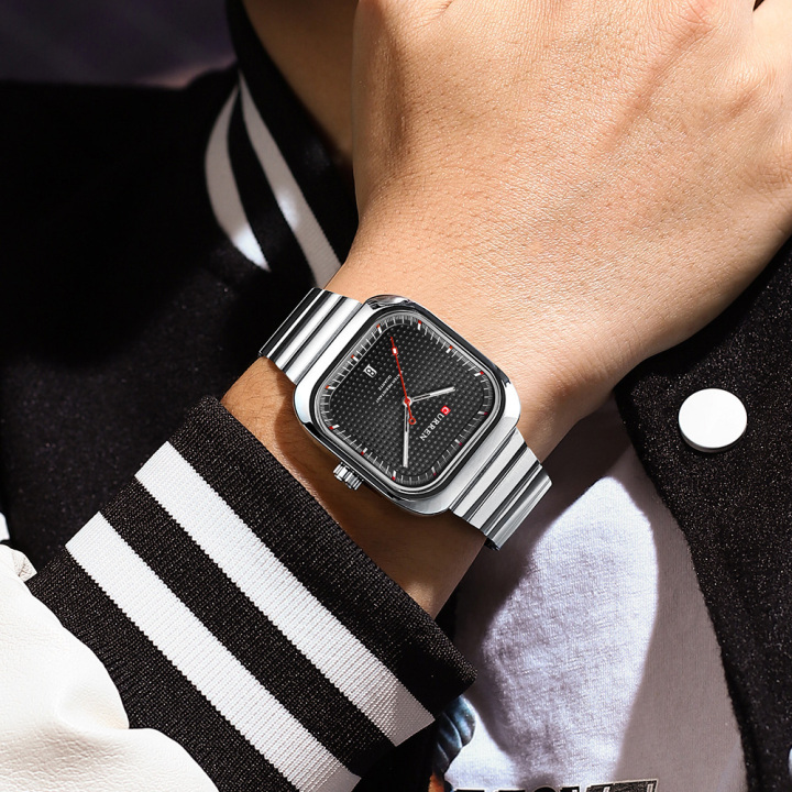 CURREN 8460 new arrival Sport Square Dial Quartz Men's Wristwatches Stainless Steel Bracelet