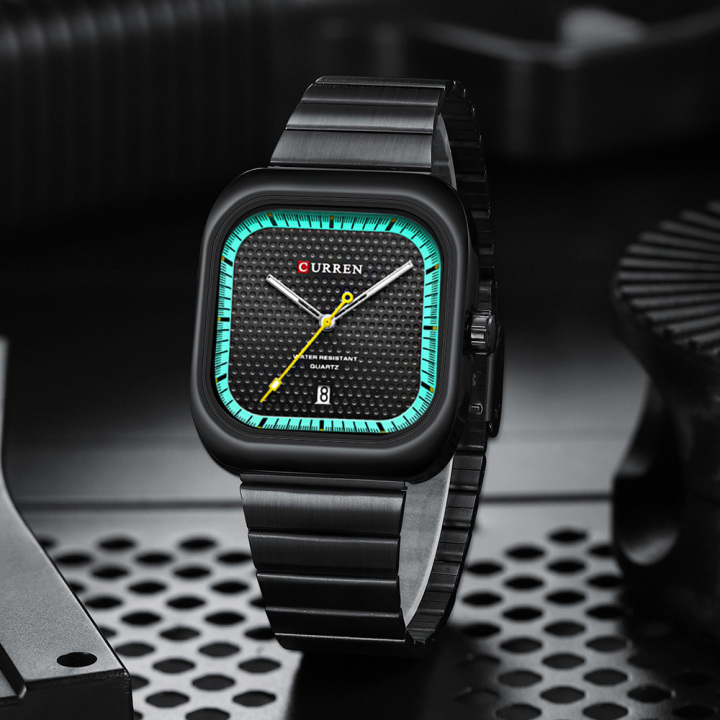 CURREN 8460 new arrival Sport Square Dial Quartz Men's Wristwatches Stainless Steel Bracelet