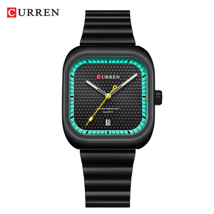 CURREN 8460 new arrival Sport Square Dial Quartz Men's Wristwatches Stainless Steel Bracelet