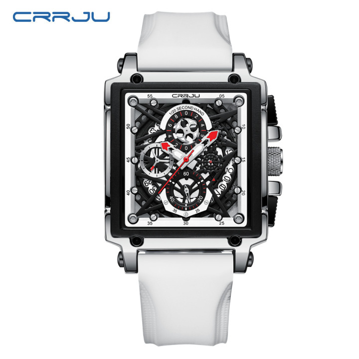 New Arrival Square Watch Trendy Multi-function Chronograph Quartz Watch Men's with silicon strap