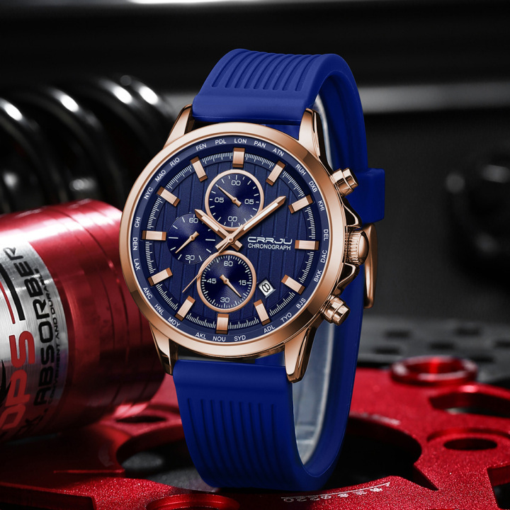 CRRJU factory wholesale in stock new design Waterproof Chronograph luminous men quartz Wristwatch