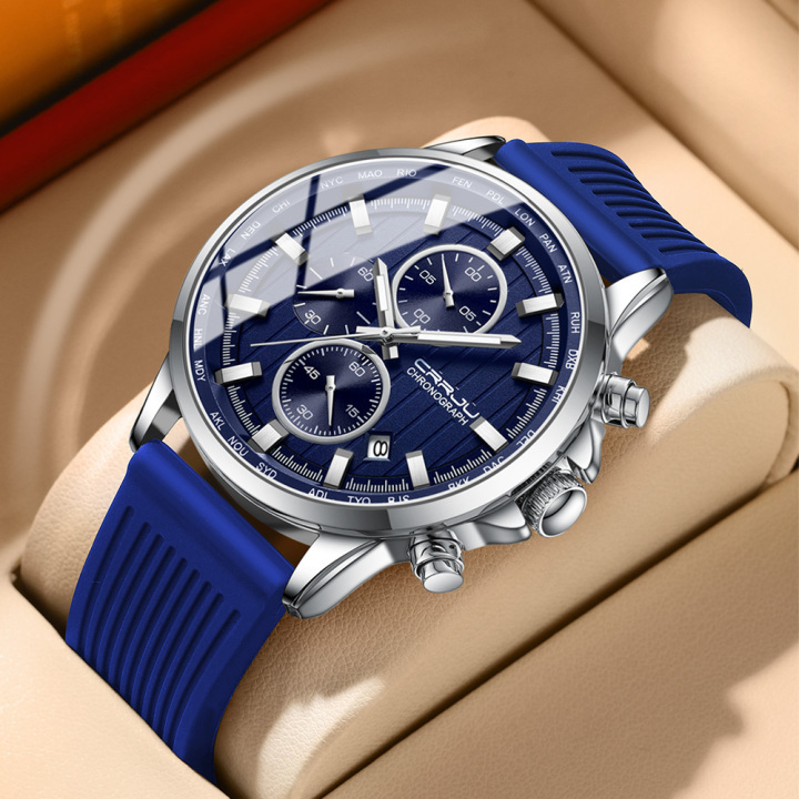 CRRJU factory wholesale in stock new design Waterproof Chronograph luminous men quartz Wristwatch