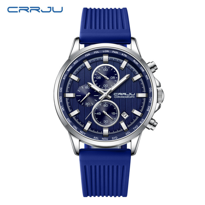 CRRJU factory wholesale in stock new design Waterproof Chronograph luminous men quartz Wristwatch