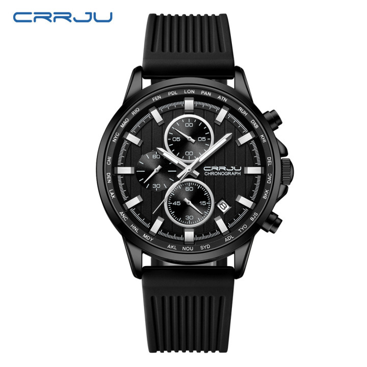 CRRJU factory wholesale in stock new design Waterproof Chronograph luminous men quartz Wristwatch