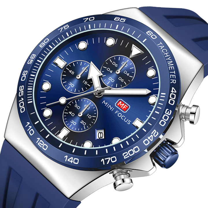 MINI FOCUS 0488 new design luxury men quartz watch silicone chronograph date display business wrist watch