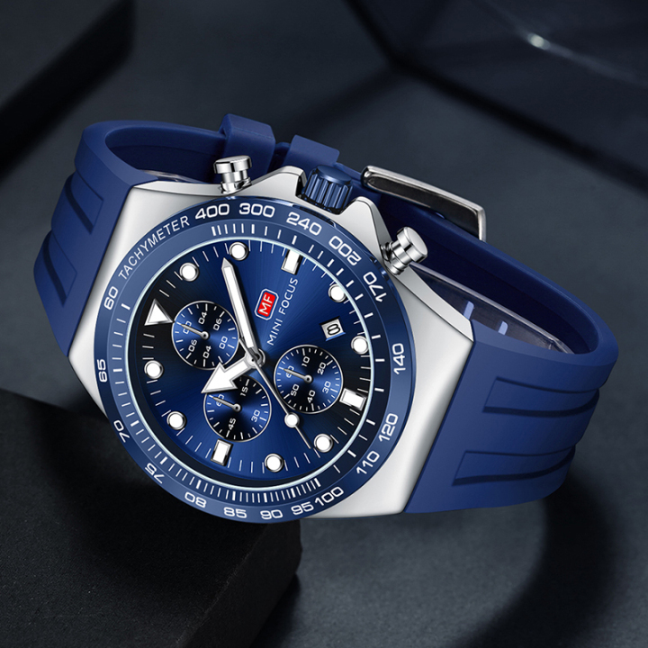 MINI FOCUS 0488 new design luxury men quartz watch silicone chronograph date display business wrist watch