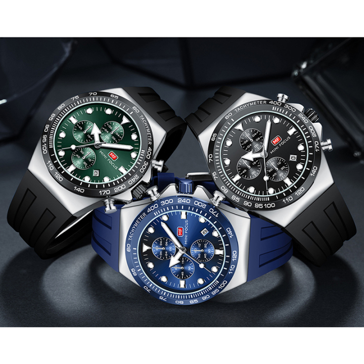 MINI FOCUS 0488 new design luxury men quartz watch silicone chronograph date display business wrist watch