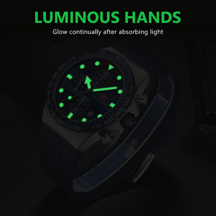 MINI FOCUS 0488 new design luxury men quartz watch silicone chronograph date display business wrist watch