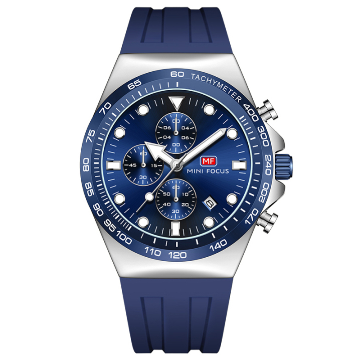 MINI FOCUS 0488 new design luxury men quartz watch silicone chronograph date display business wrist watch