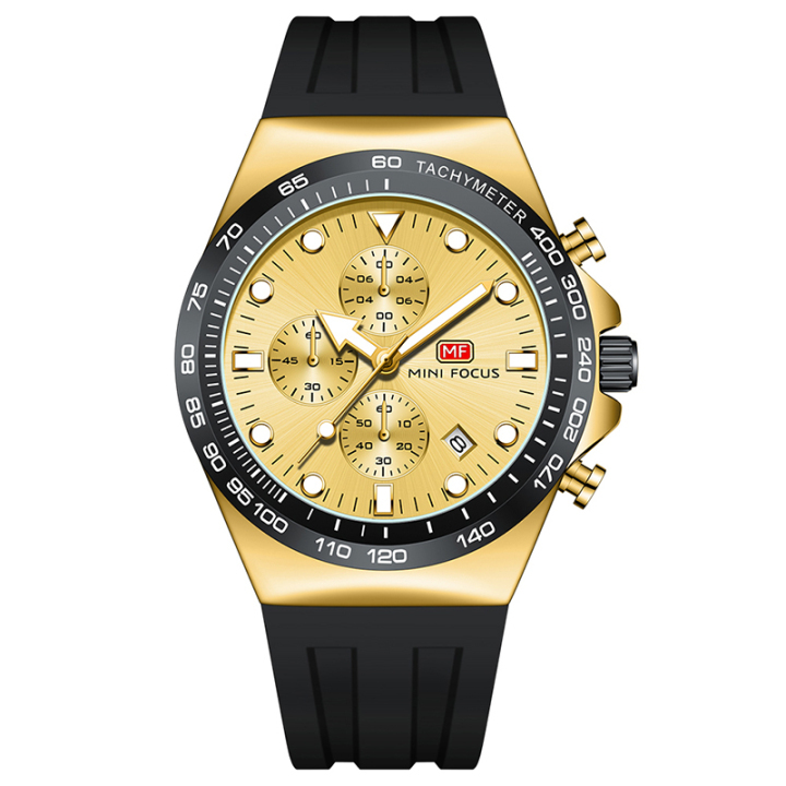 MINI FOCUS 0488 new design luxury men quartz watch silicone chronograph date display business wrist watch