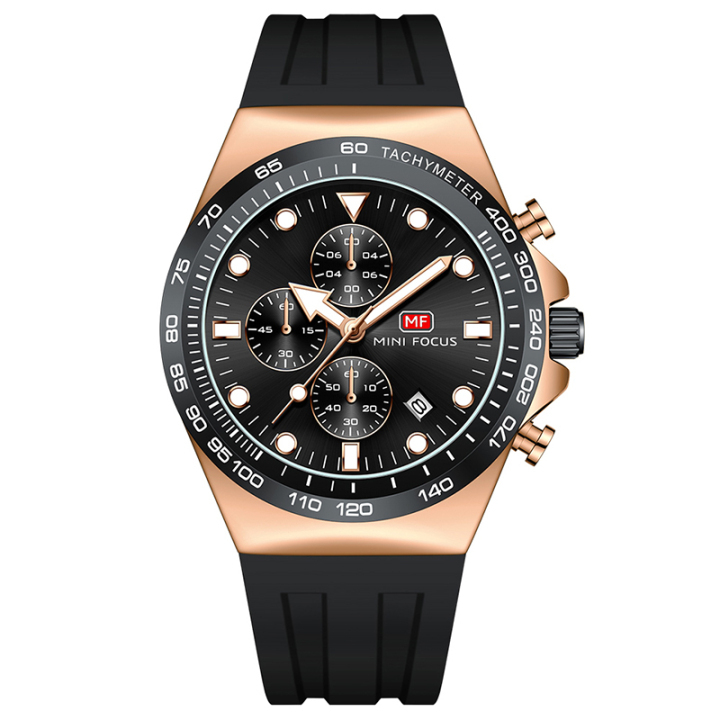 MINI FOCUS 0488 new design luxury men quartz watch silicone chronograph date display business wrist watch