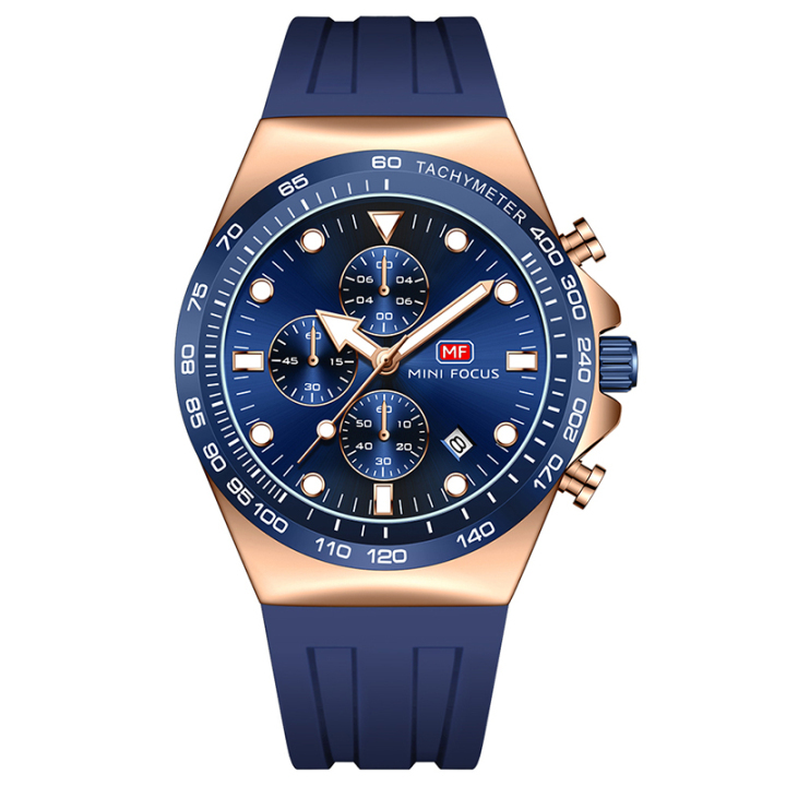 MINI FOCUS 0488 new design luxury men quartz watch silicone chronograph date display business wrist watch