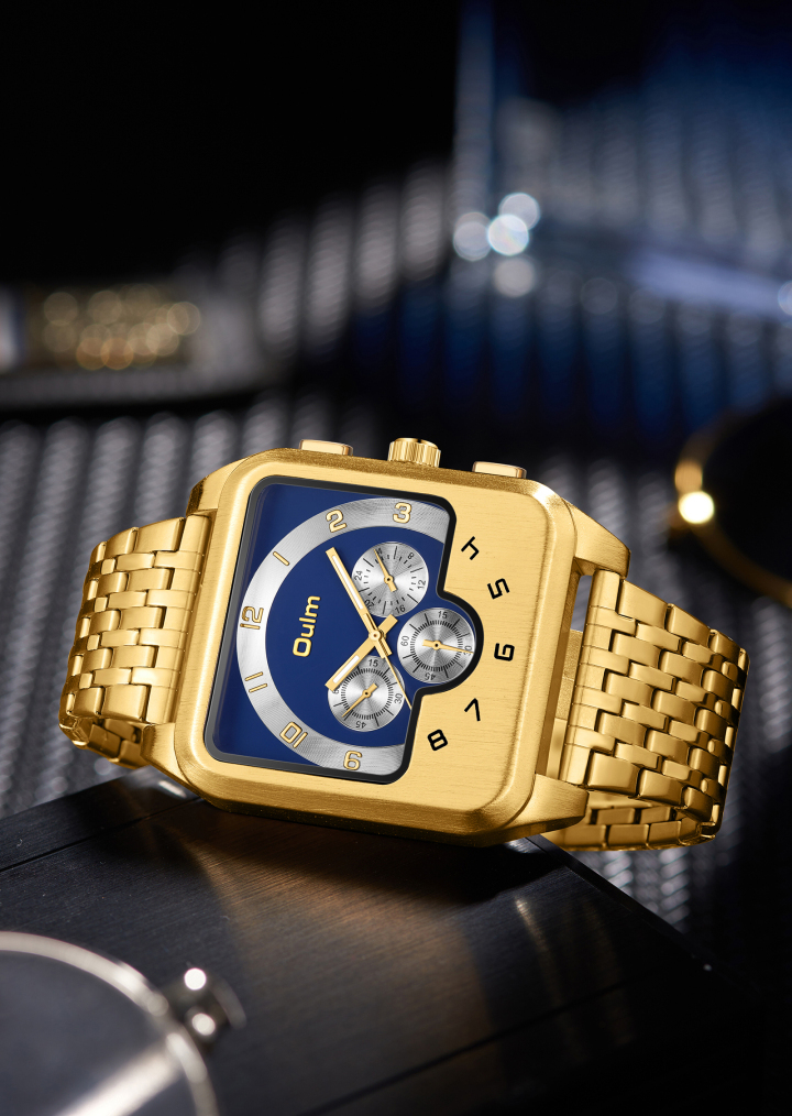 OULM 9463 New Design Golden Steel Large Dial Luxury Brand Auto Date Antique Men's Watches Relogio Masculin