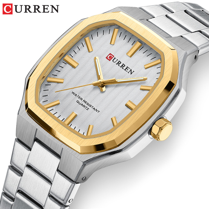 New Arrival CURREN 8458 Silver Blue Stainless Steel Analog Quartz Watches