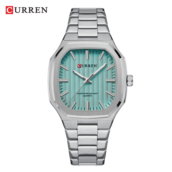 New Arrival CURREN 8458 Silver Blue Stainless Steel Analog Quartz Watches