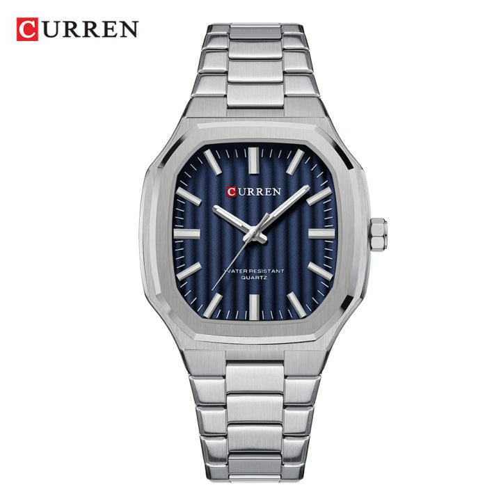 New Arrival CURREN 8458 Silver Blue Stainless Steel Analog Quartz Watches