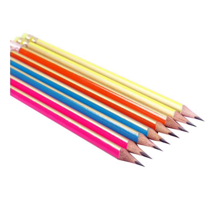 personalized wood pencil yellow red black stripped filmed hb pencil set