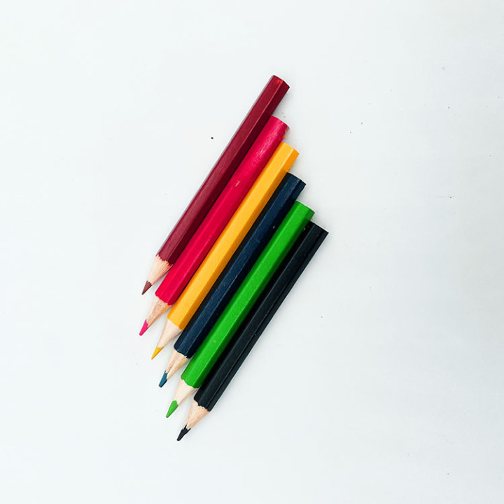 Nice drawing 3.5" children half size multi coloured wooden pencil
