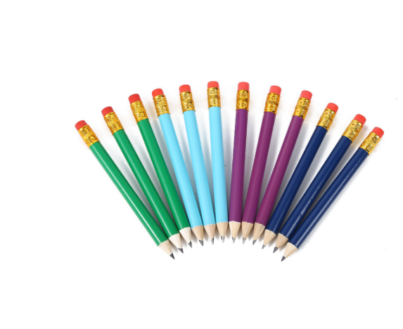 Colored LogoHB&2BPENCIL Wooden Promotional Short Hex Golf HB Pencil Round Hexagonal Triangular Half Personalized Pencil