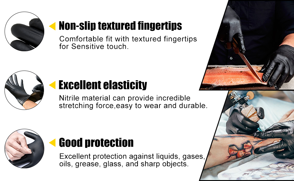 XS - 2XL pure nitrile tattoo food cleaning oem logo custom barbershop manicure nail beauty salon chemical proof gloves