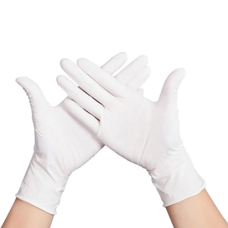 Profession guantes esteriles Exam White Pure Nitrile Gloves Free Powder Low Price Anti Virus OEM