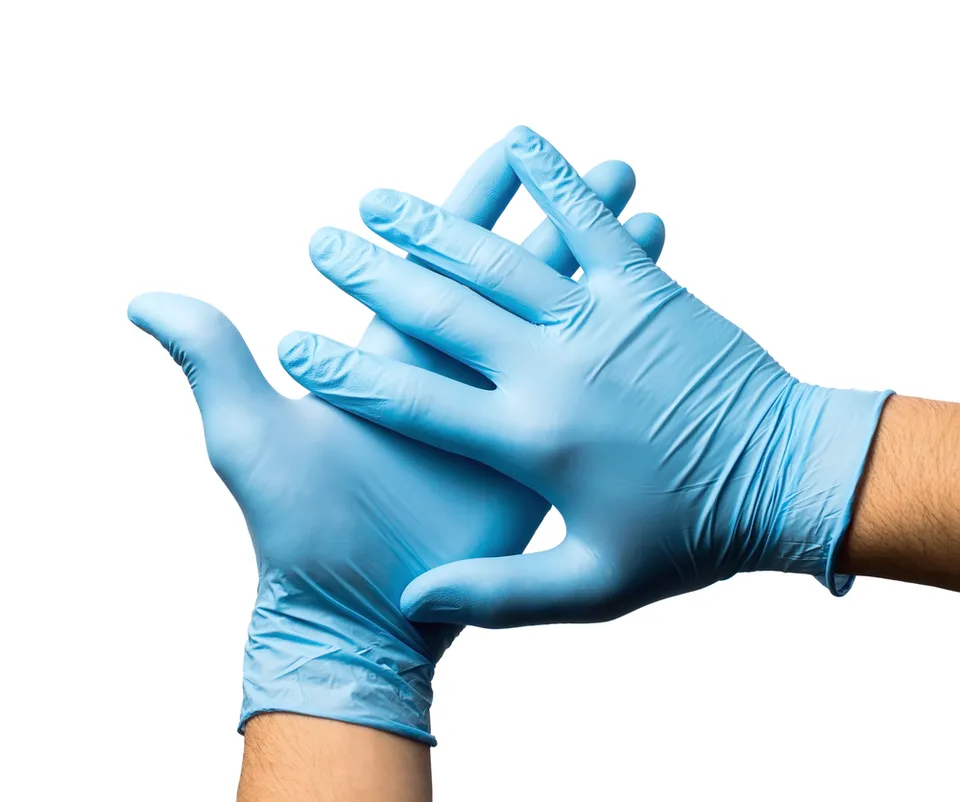 Work Cleaning Disposable Blue Pure Nitrile Gloves Water Proof Chemical Resistant 100 pcs Box