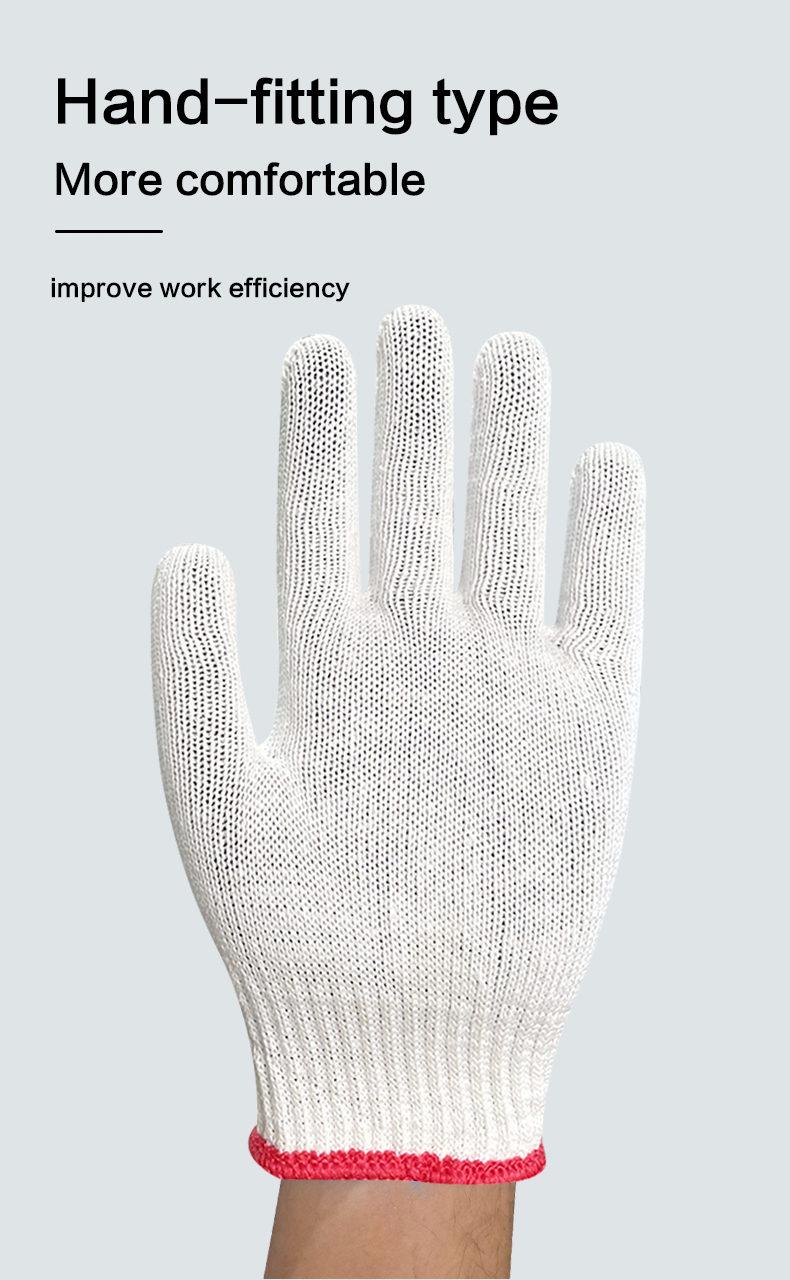 Custom Design White Labor Reusable Pure Cotton Knitted Safety Work Gloves for Working