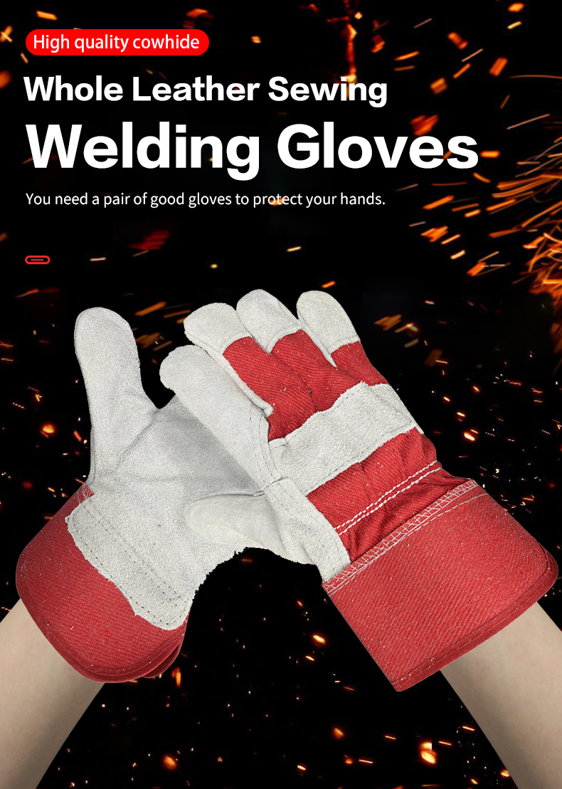Custom Design Cow Leather Industrial Construction Welder Double Safety Work Gloves for Welding